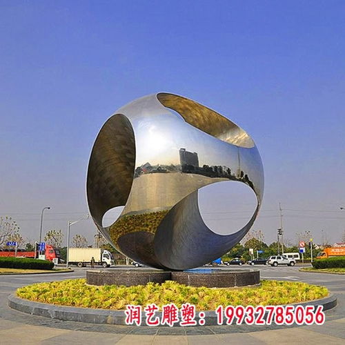 不銹鋼鏡面圓球廣場景觀雕塑 房地產不銹鋼圓球雕塑